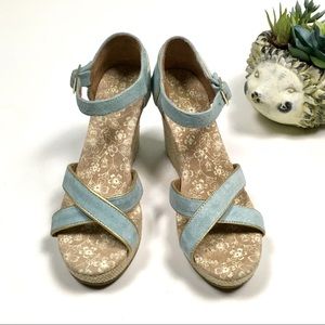 Toms Wedge/Wedding Collection/Blue & Gold/Size 7.5